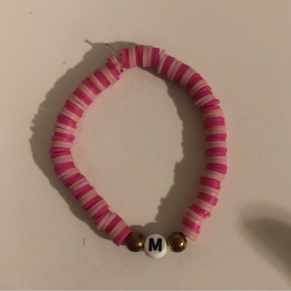 Pink clay bead bracelet
